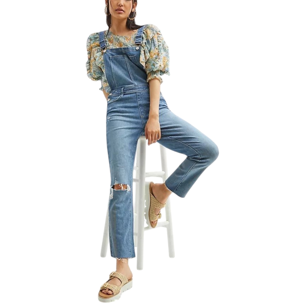 PAIGE Anthropologie Denim Overalls Blue High Rise Sierra Size 29